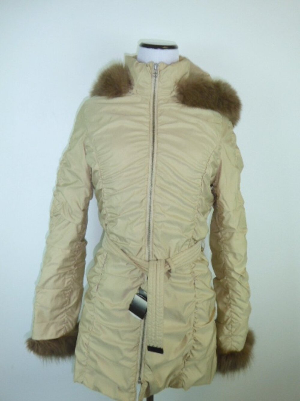 GINZA PUFFER COAT hooded removable fur trim 40 S M
